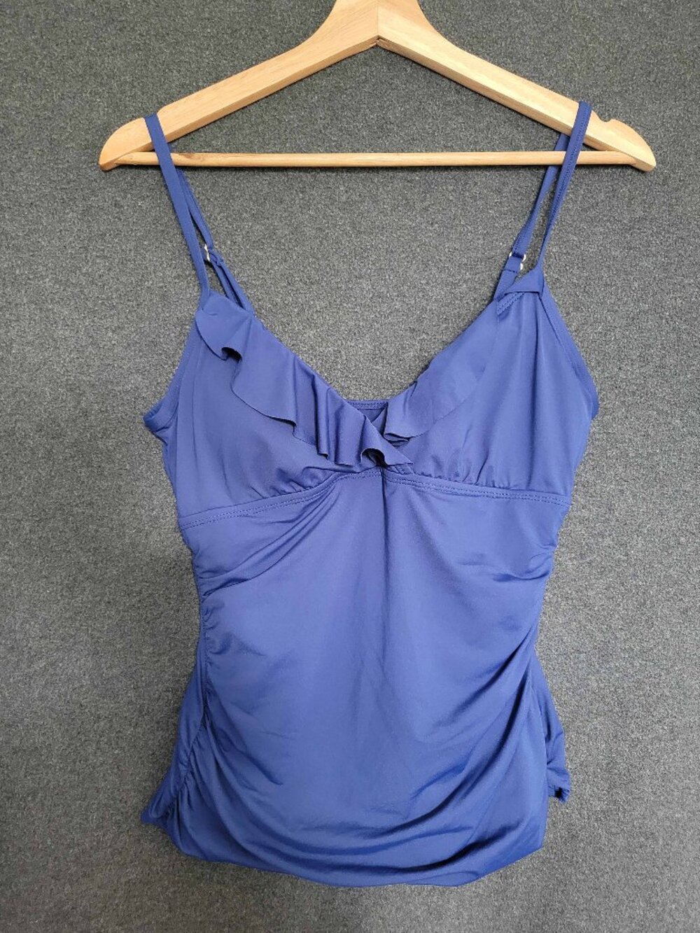 Lauren Ralph Lauren Blue Ruffle Tankini Slimming Fit Size 12  Swimwear Vacation